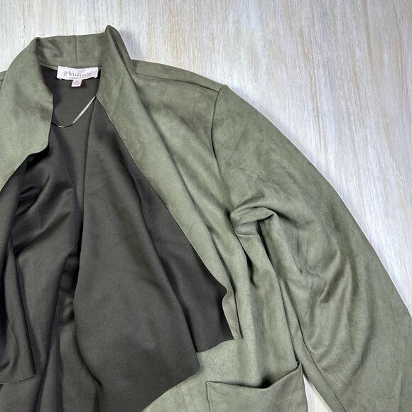 Philosophy Faux Suede Microfiber Cascade Lapel Waterfall Open Front Jacket 1X - Picture 2 of 16